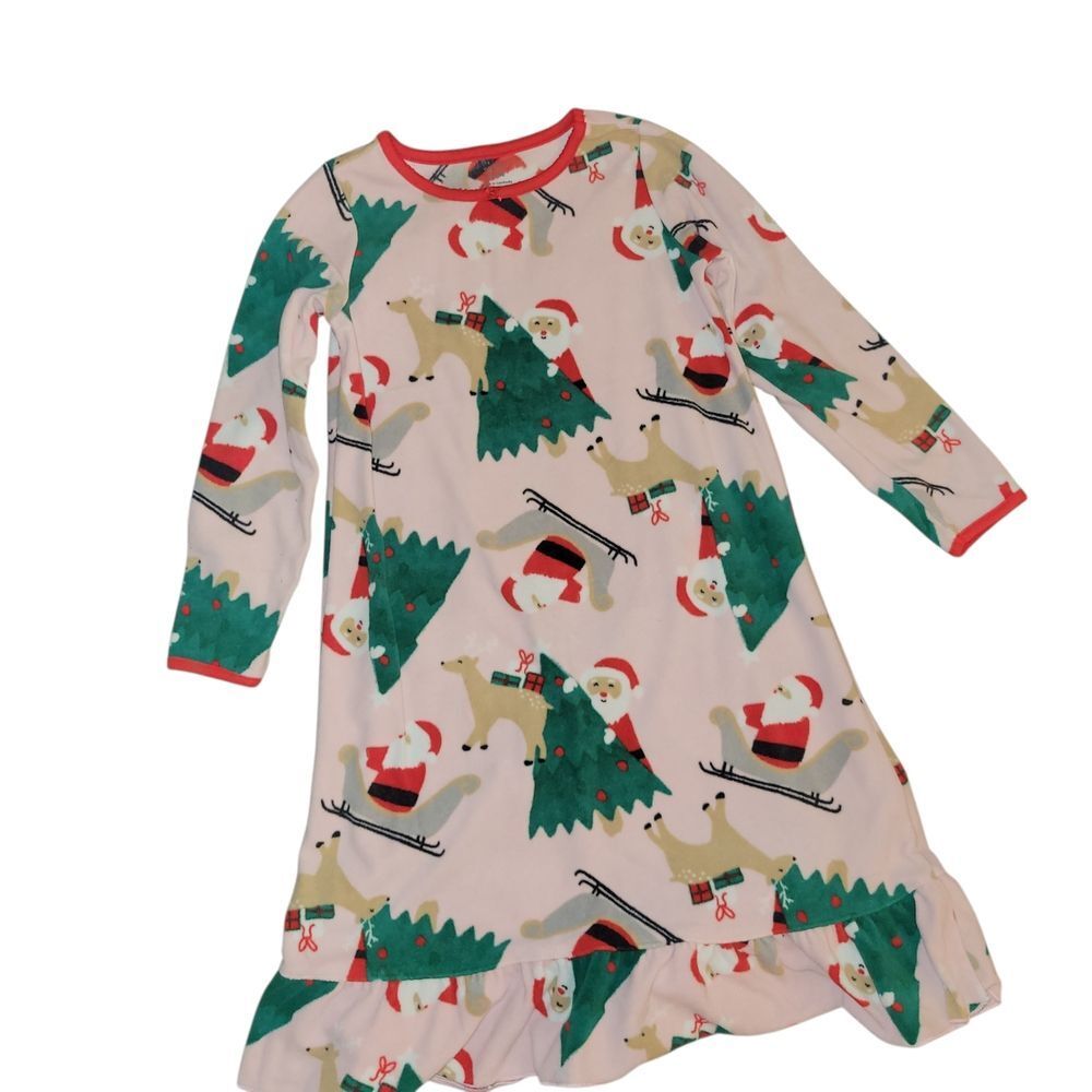 Carter's Pink Holiday Santa & Christmas Tree Nightgown